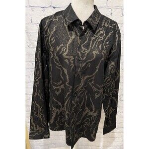 Guess Luxe black and gold Men's long-sleeve button down shirt Size XL